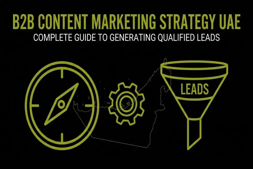 Infographic titled B2B Content Marketing Strategy UAE: Complete Guide to Generating Qualified Leads
