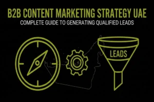 Infographic titled B2B Content Marketing Strategy UAE: Complete Guide to Generating Qualified Leads