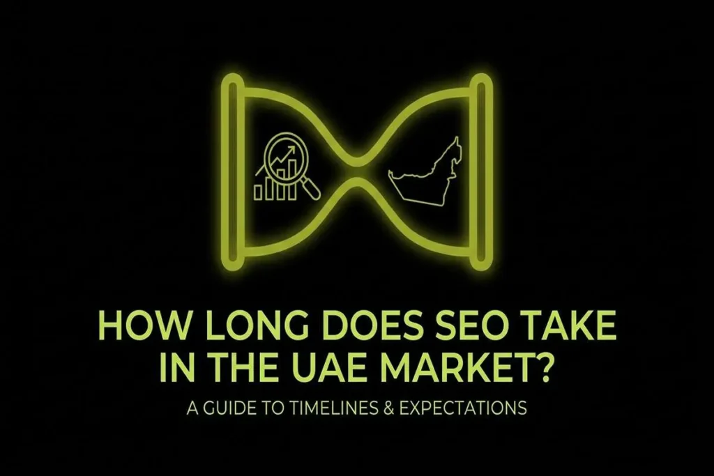 Infographics with content read as "how long does seo take in the UAE market