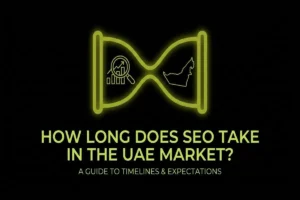 Infographics with content read as "how long does seo take in the UAE market