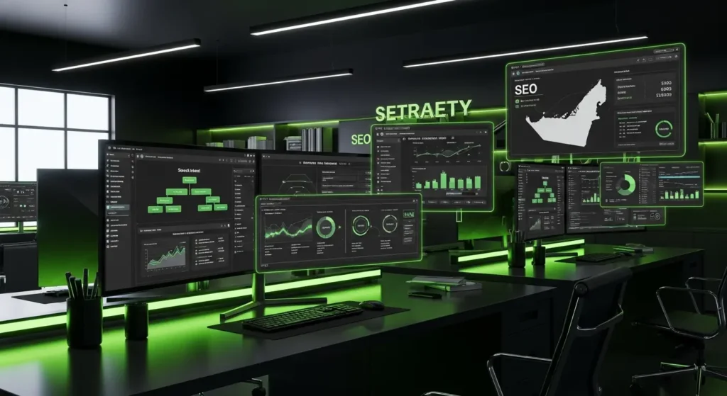 Keyword research strategy for UAE businesses focusing on SEO analysis, search intent, and keyword opportunities in the Dubai market.