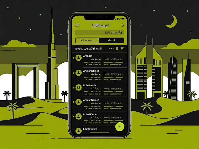 Smartphone showing an email inbox with the Dubai skyline in the background, illustrating a mistake in email marketing UAE.