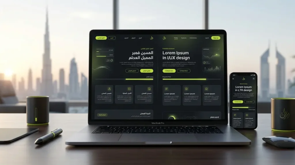 Multilingual Arabic and English website interface with RTL design for UAE businesses