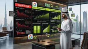 PPC budget planning dashboard showing ROI growth and ad spend optimization for UAE companies