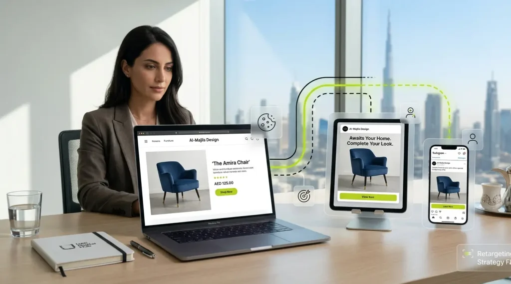 Retargeting strategies UAE showing multi device advertising and user re engagement process