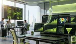 SEO in UAE guide modern office showing digital marketing and search engine optimization strategy concept with analytics and growth charts