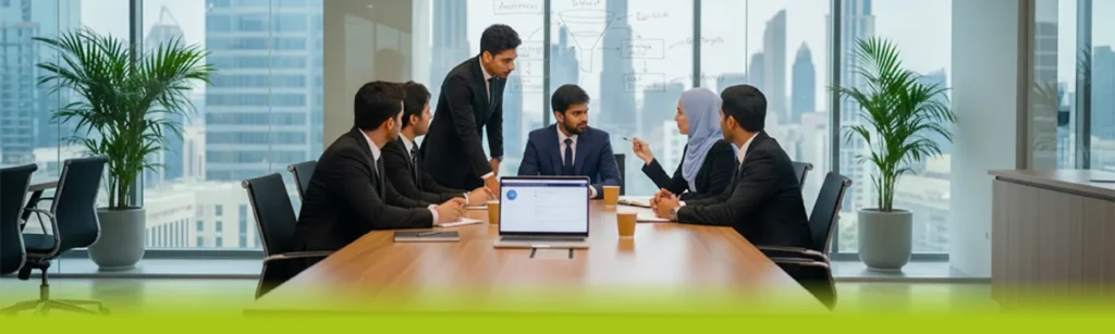 SkillsHeaven team planning digital marketing strategy meeting in Dubai