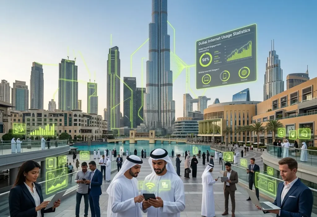 Website Development for UAE Businesses UAE digital landscape 2026 smartphone usage internet penetration Dubai skyline