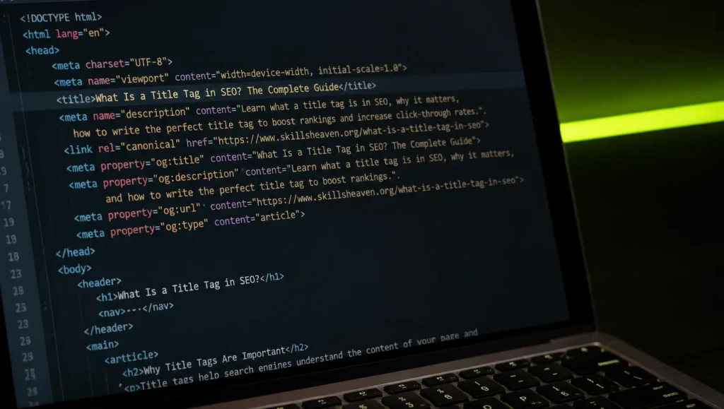 A properly optimized HTML title tag helps search engines understand page content and improves click-through rates from search results.