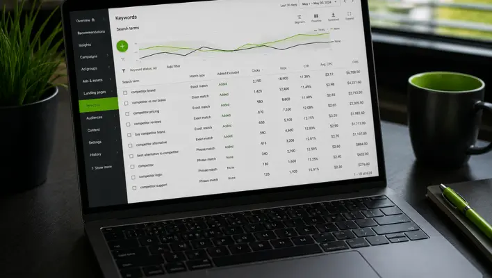Competitor keyword research dashboard