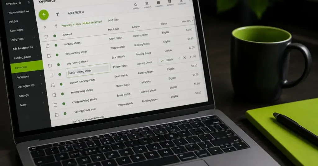 Editing Google Ads keywords