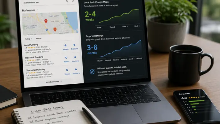 Comparing Local Pack and organic SEO