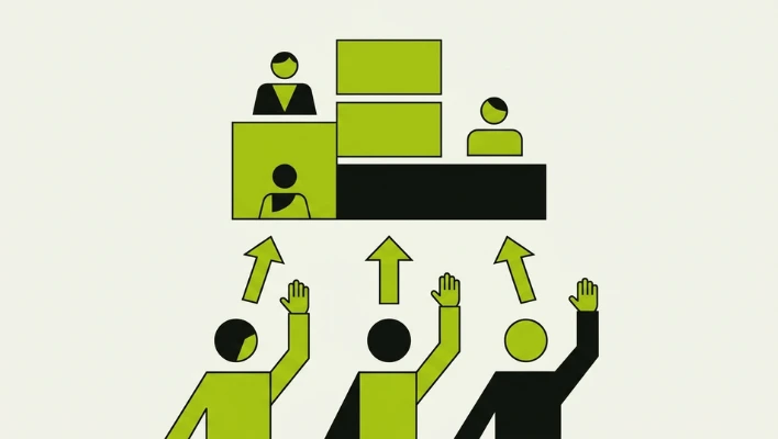 Illustration of the Google Ads auction process with advertisers bidding for ad placement