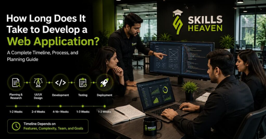 How long does it take to develop a web application - Skills Heaven Agency team planning project timeline