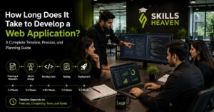 How long does it take to develop a web application - Skills Heaven Agency team planning project timeline