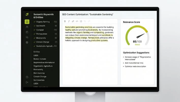 seo-content-optimization-tool-sustainable-gardening-relevance-score