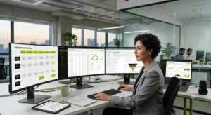 Digital marketing consultant developing a customer acquisition strategy with SEO, Google Ads, audience targeting, and lead generation planning.