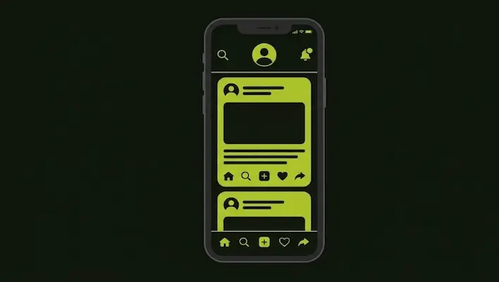 App interface with notification and feed icons showing social media influence on web apps