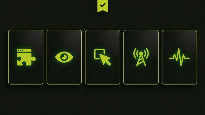 Icon grid showing five ways to test Google Ads conversion tracking accuracy
