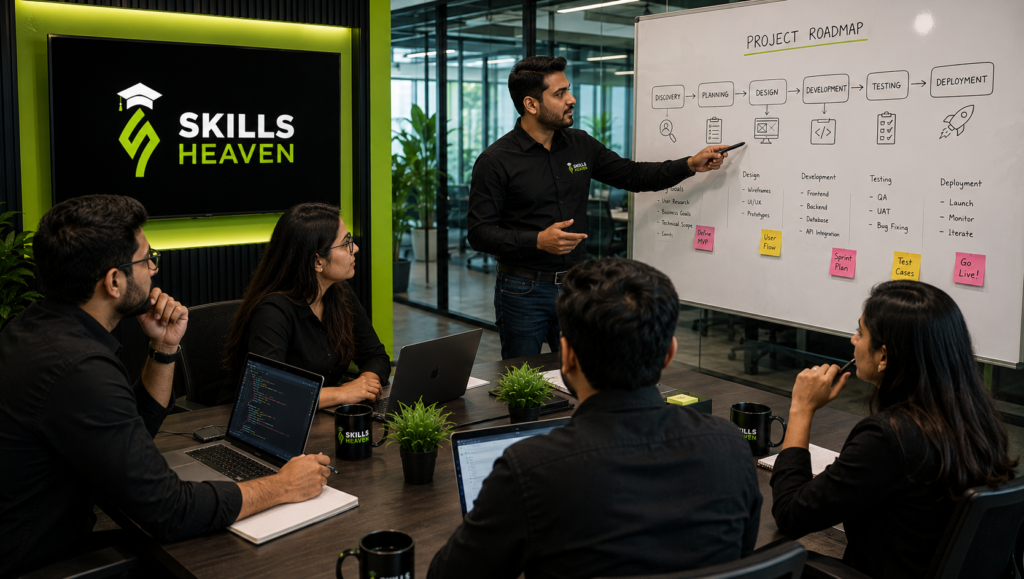 How long does it take to develop a web application - Skills Heaven Agency development process
