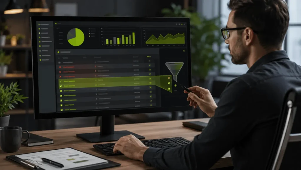 SEO professional analyzing that what are negative keywords in SEO and search query filtering to improve website rankings and traffic quality