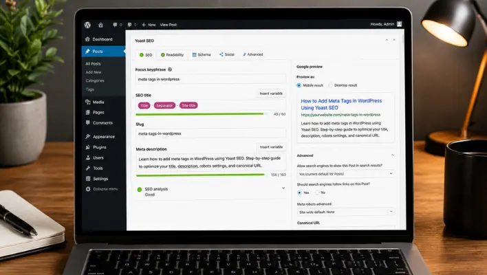Yoast SEO settings in WordPress editor