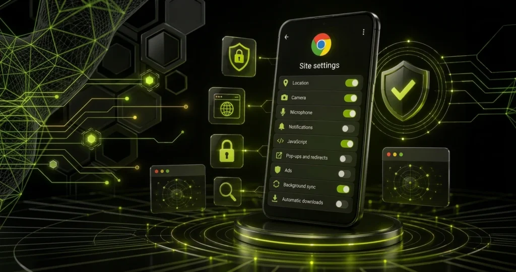 Chrome site settings blocking intrusive ads and pop ups on Android