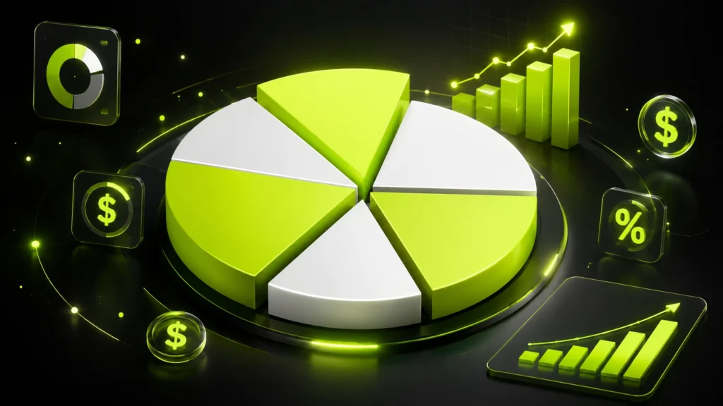 Digital marketing budget as percentage of gross revenue shown in a rising bar chart