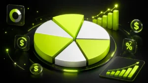 Digital marketing budget as percentage of gross revenue shown in a rising bar chart
