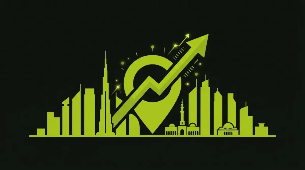 Illustration representing local SEO growth for businesses in Dubai and Sharjah