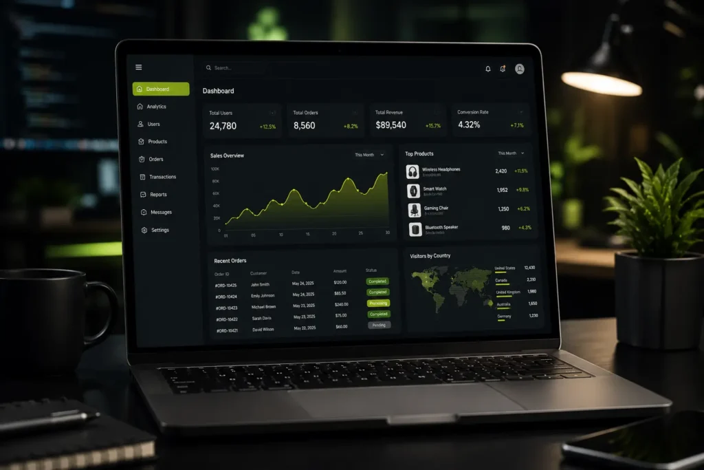 A realistic digital agency environment where designers and developers collaborate on website planning, UI design, coding, testing, deployment, maintenance, and enterprise web development projects.