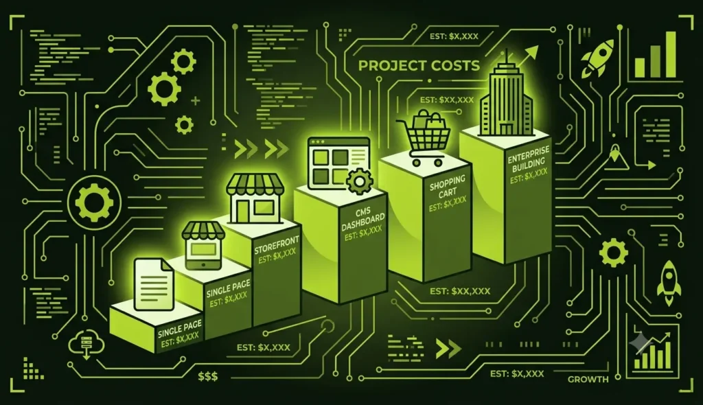 a pillar showing breakdown of differnet website prices