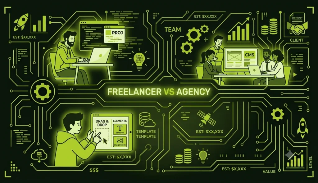 A comparison between a freelancer and an Agency for web development charges