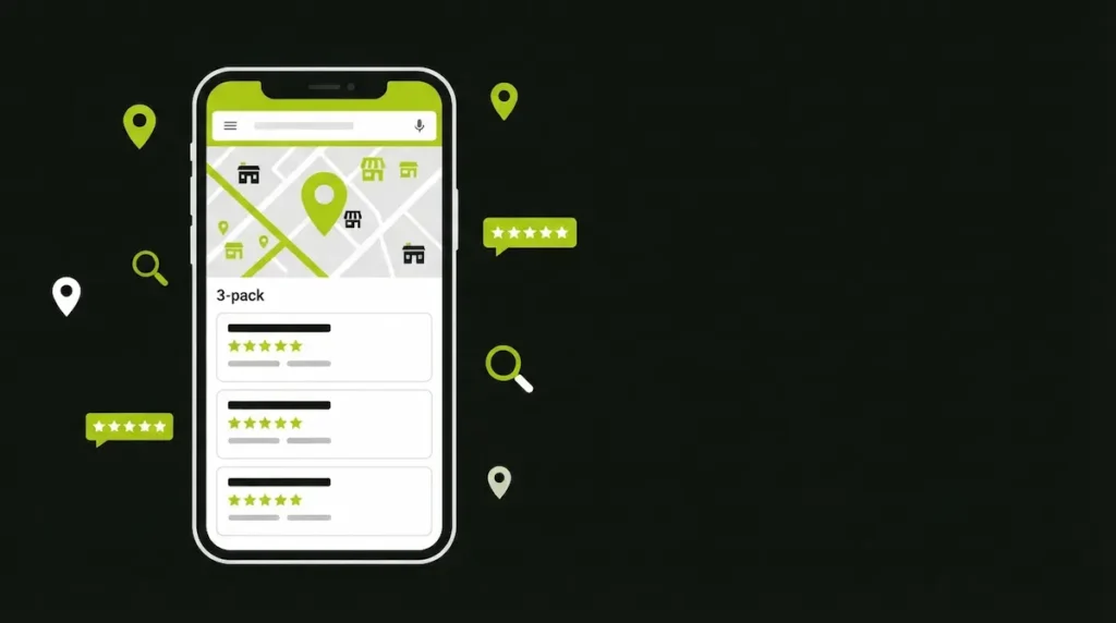 What role does Google Maps play in local SEO illustration with map pin and search results